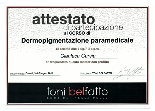 Certificato Dermopigmentazione